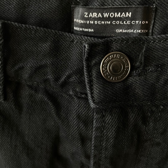 Zara Black Faux Fur Cuff Jeans NWOT - Picture 11 of 11